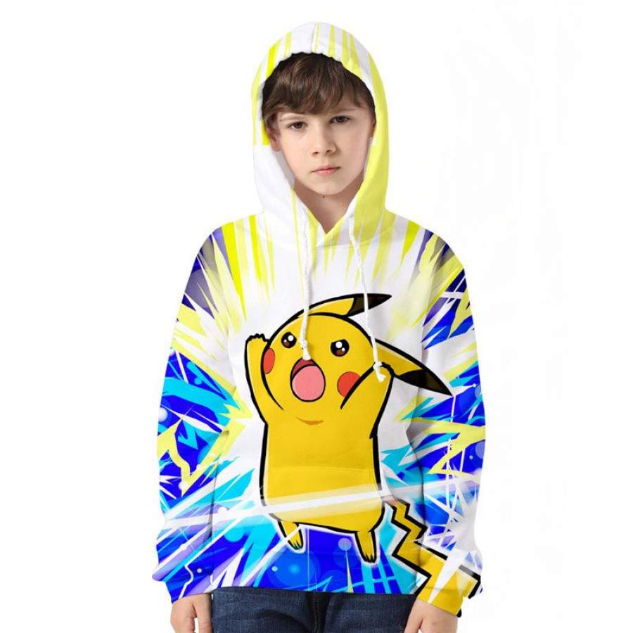 Kids Pokemon Pullover hoodie Cartoon Hooded Seatshirt
