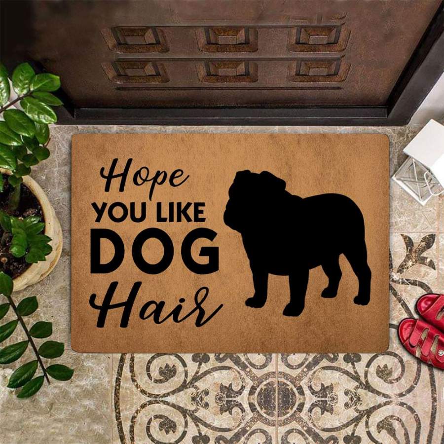 Bulldog Hope You Like Dog Hair Doormat Indoor Front Door Rug Fun Door Mat Outside