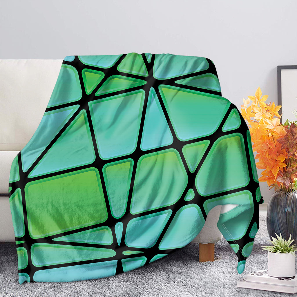 Teal Stained Glass Mosaic Print Blanket