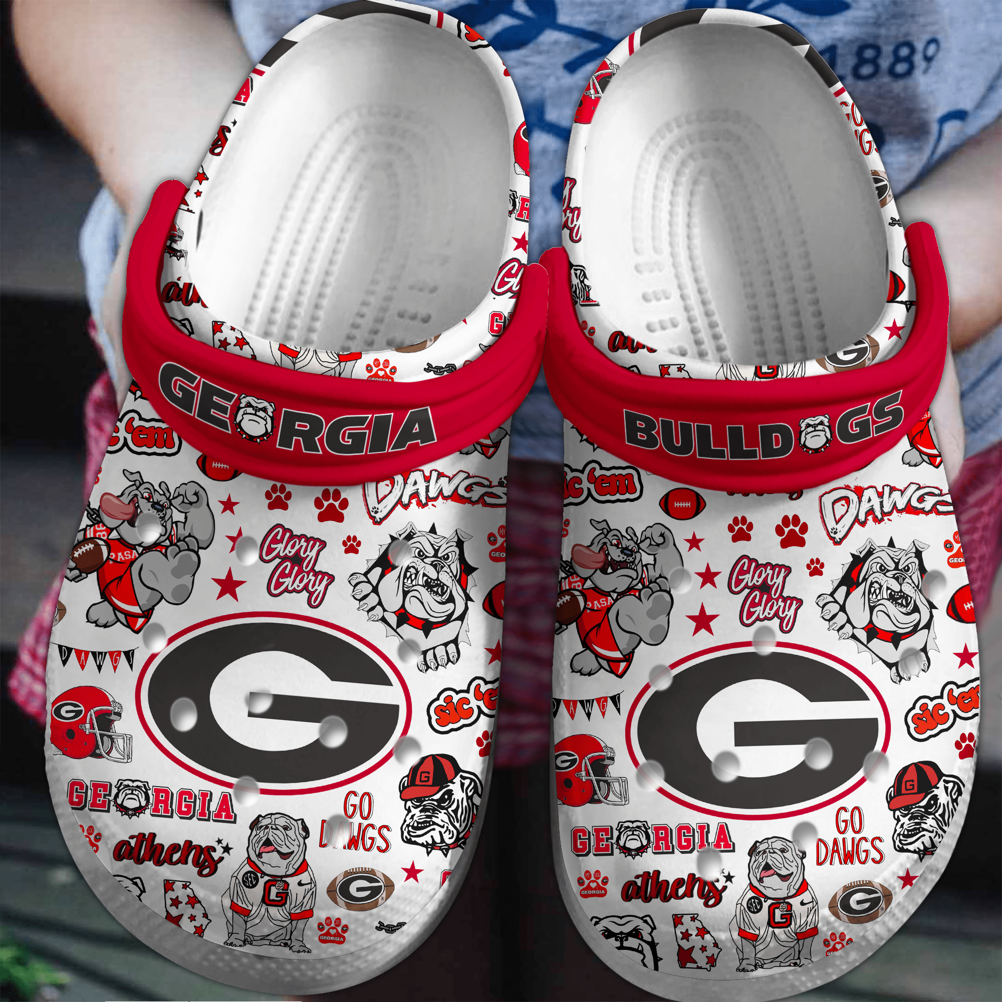 Georgia Bulldogs NCAA Sport Crocs Crocband Clogs Shoes Comfortable For Men Women and Kids