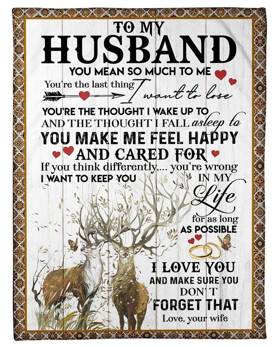 [Personalized Name] To My Husband Deer From Wife You Mean So Much For Me – Best Gift For Husband From Wife, Gift For Home Decor, Gift For Family  – Fleece Blanket