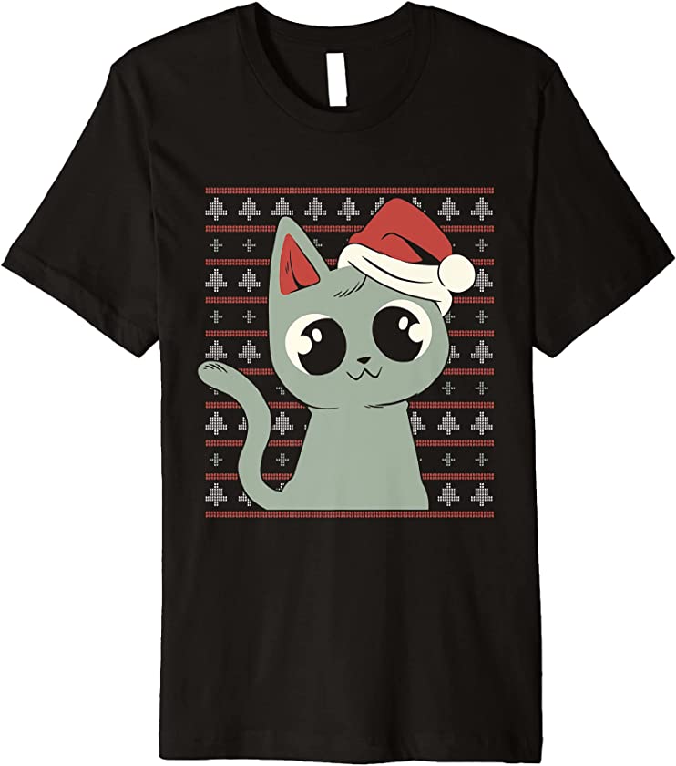 Cats Hat Ugly Sweater Christmas Cat & Kitten Premium T-Shirt