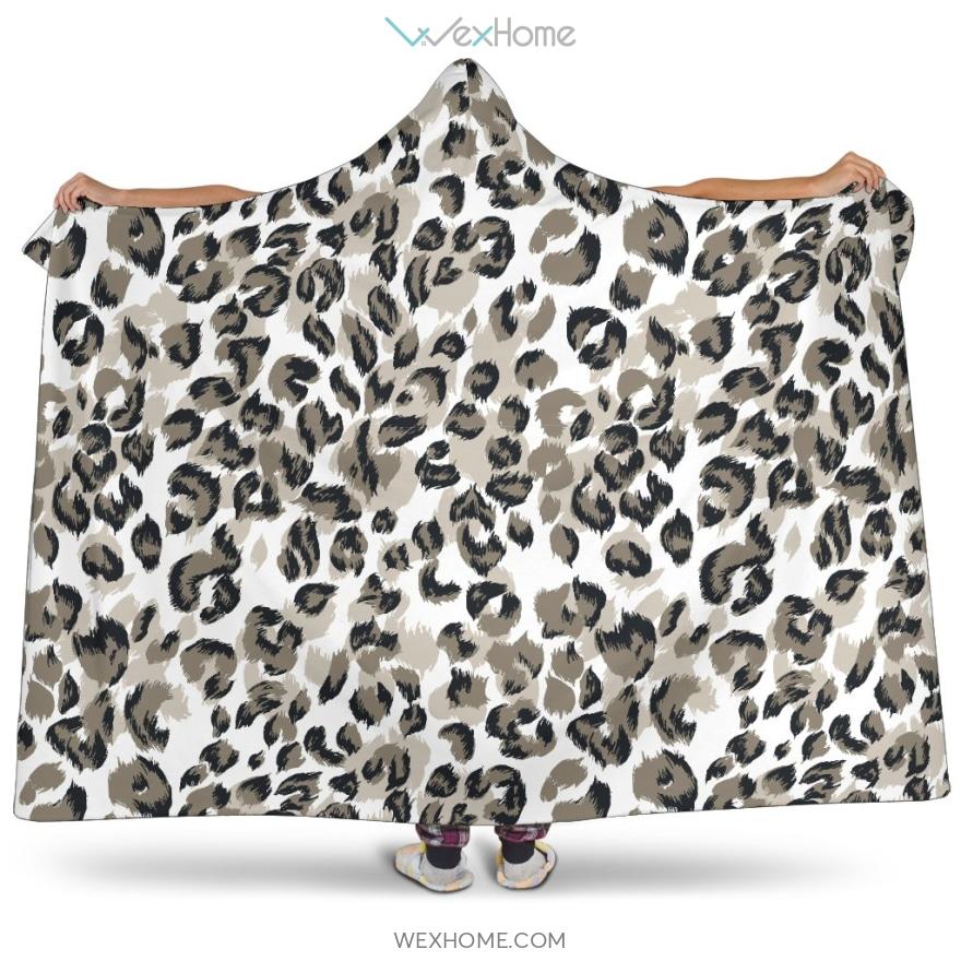 Leopard Skin Print Pattern Hooded Blanket