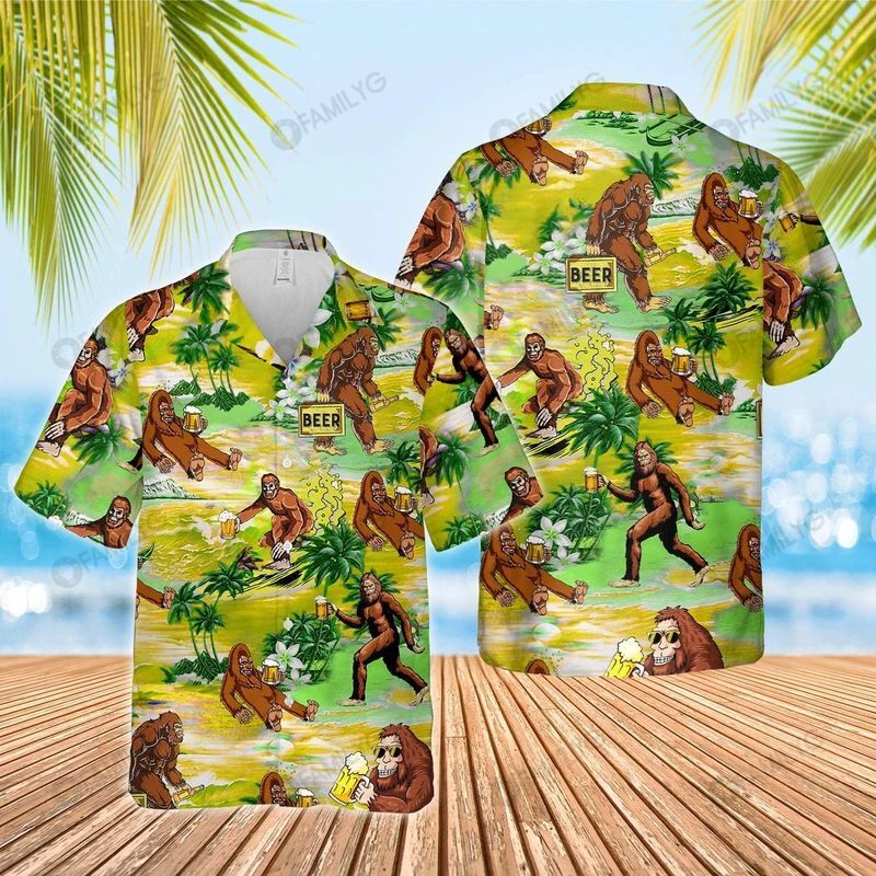 Bigfoot Drink Beer Vintage Aloha Hawaii Shirt Summer Hawaii For Couple Ha97300