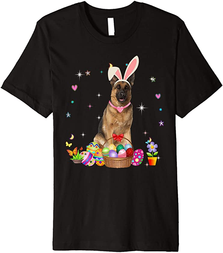 Cute German Shepherd Easter Day Bunny Eggs Easter Womens Premium T-Shirt