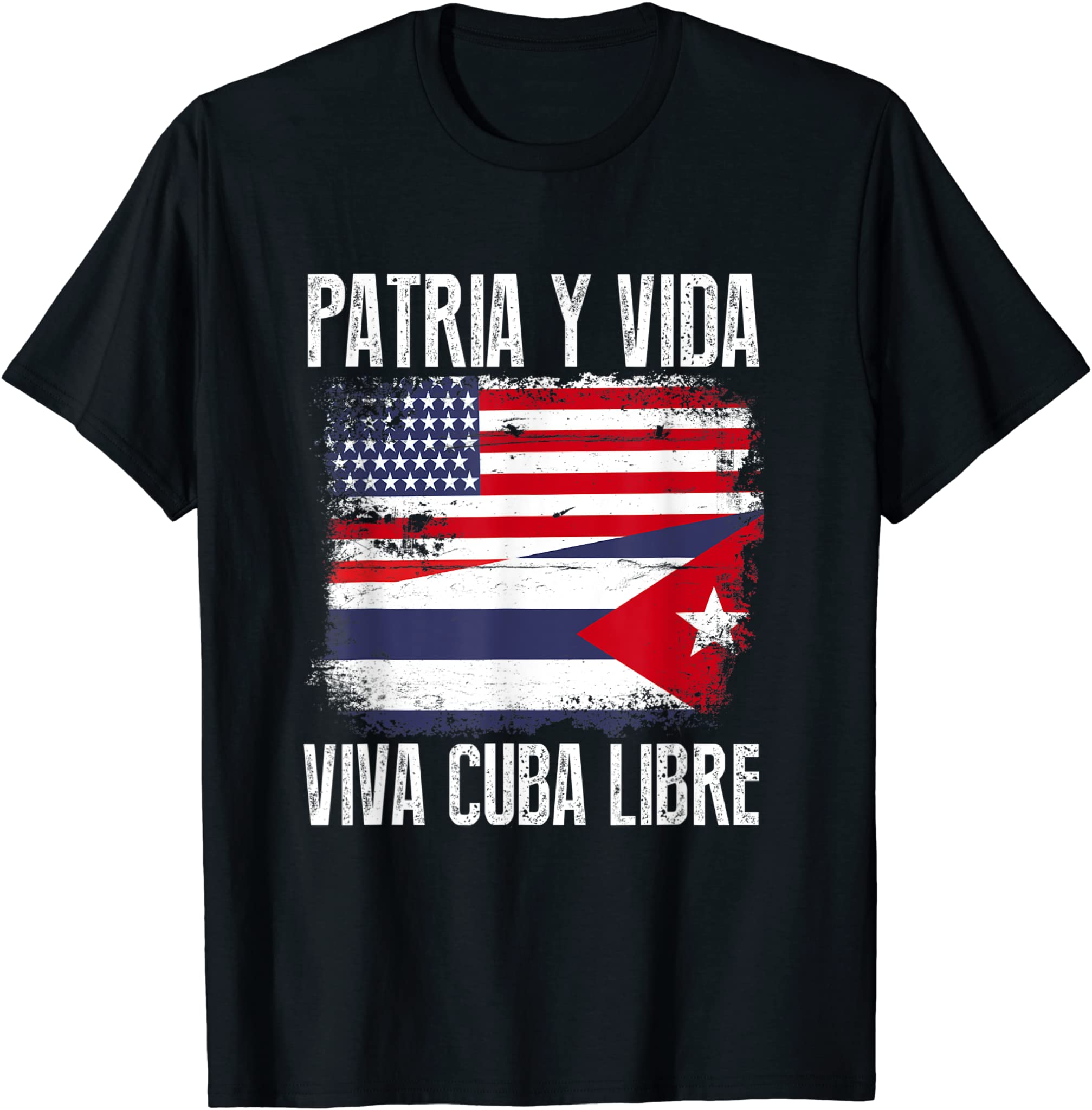 Half American Cuban Flag Vintage Cuba Men Women T-Shirt