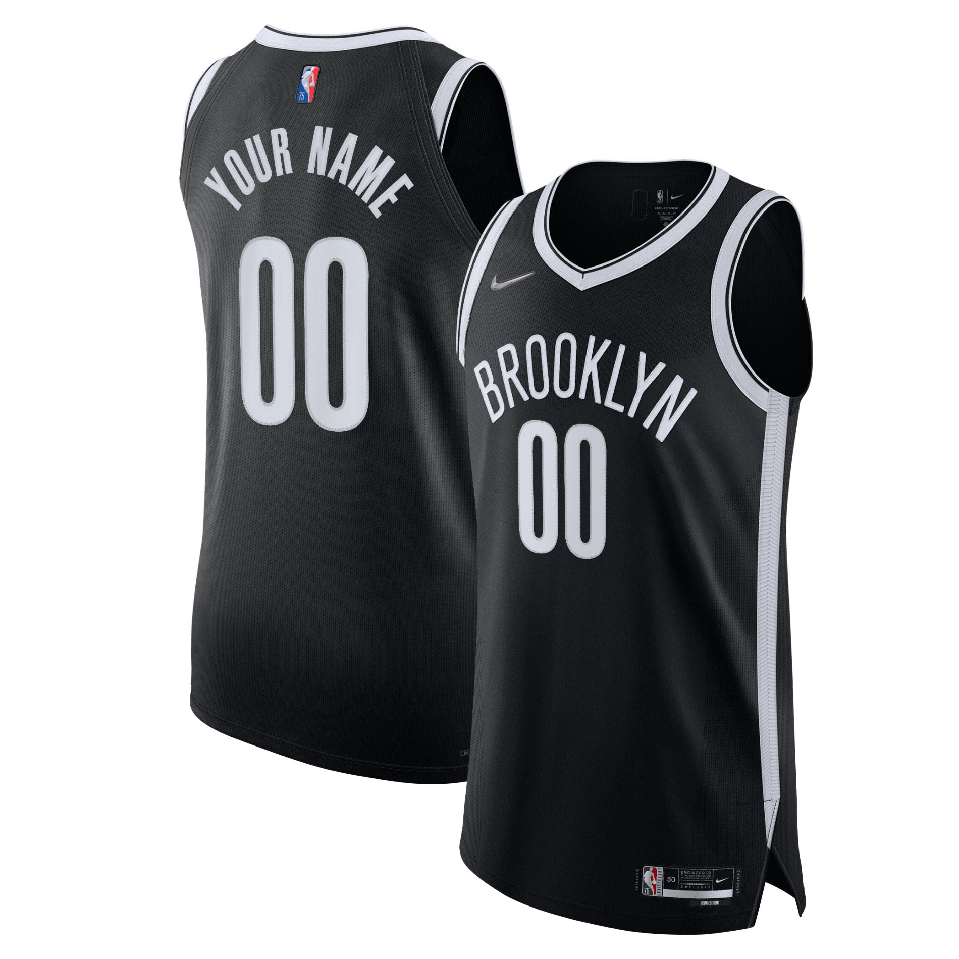 Brooklyn Nets 2021/22 Diamond Authentic Custom Jersey – Icon Edition – Black