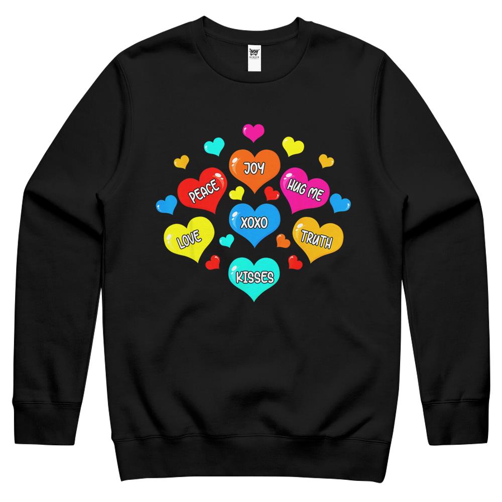 Valentine’S Day Heart Candy Boys Girls Crewneck Sweatshirt