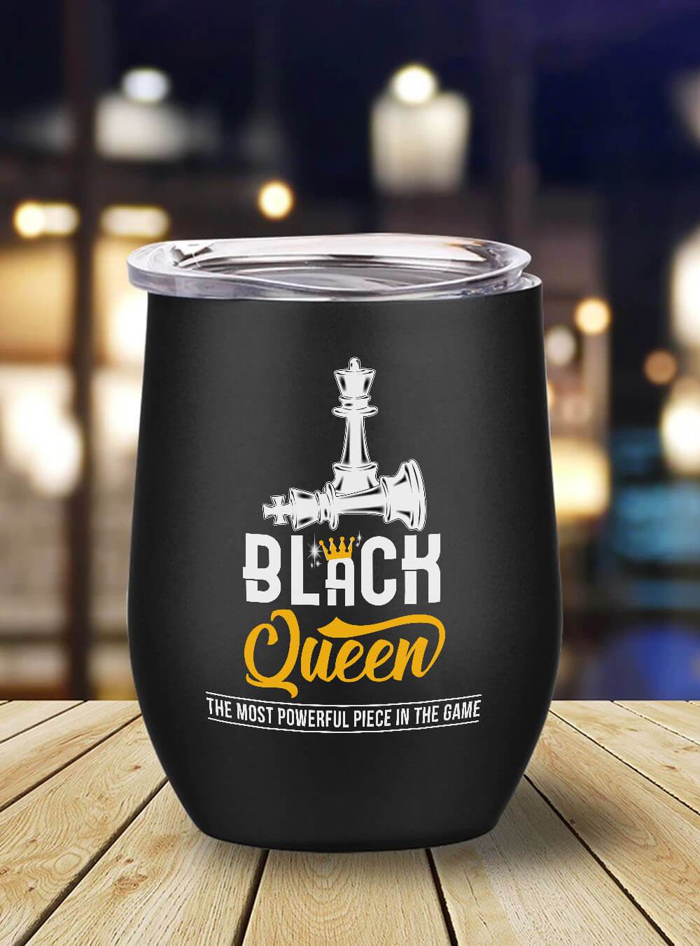 African Tumbler Mug Black Queen The Most Powerful Piece In The Game Chess Stainless Steel Wine Tumbler Mug Black History Month Gift Ideas BPS9831