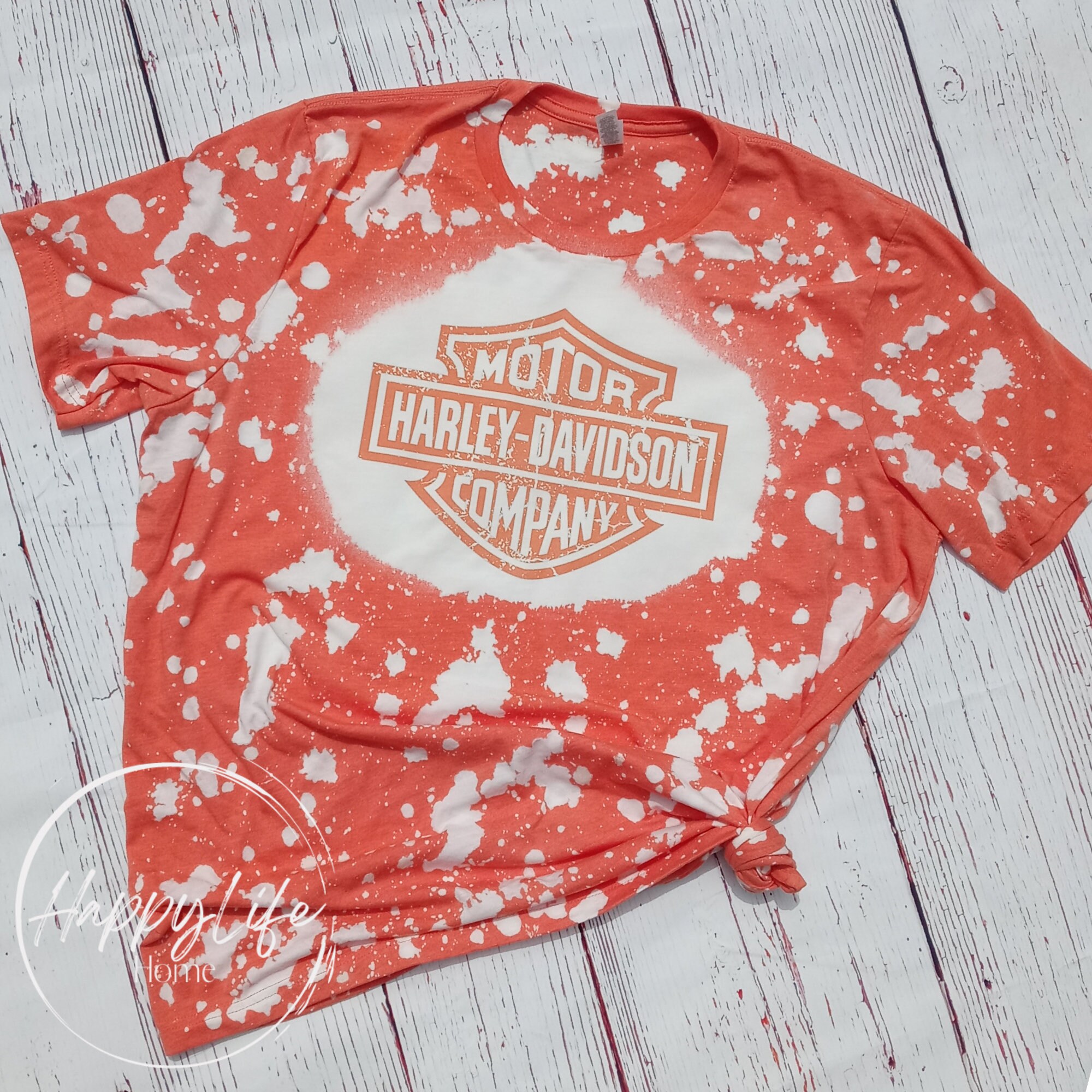 Orange Harley Davidson Bleached Sublimated T-shirt DISCONTINUED