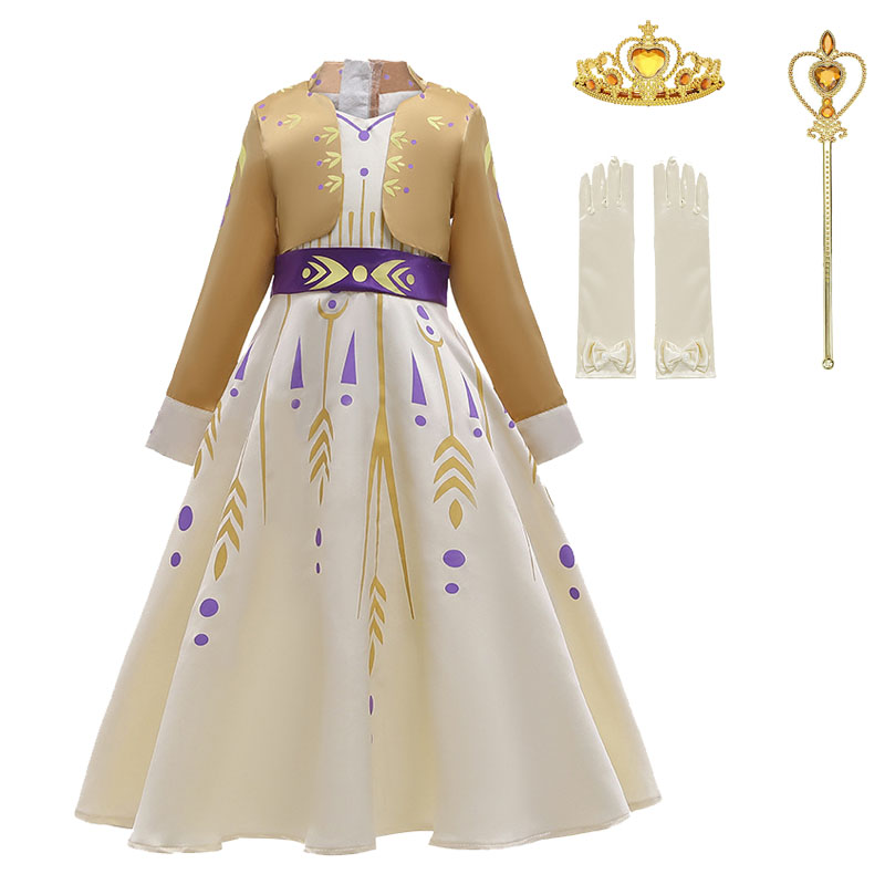 Anna Christmas Carnival Princess Girls Dresses New Fantasy Clothing Children Ball Gown Dress Up Party Vestidos Costume Elegant alx