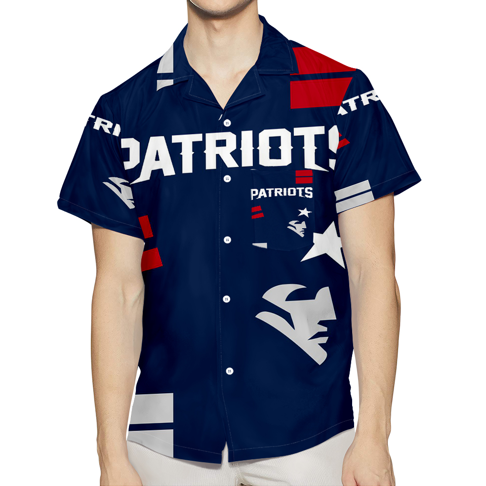 New England Patriots White Face 3D All Over Print Summer Beach Hawaiian Shirt With Pocket