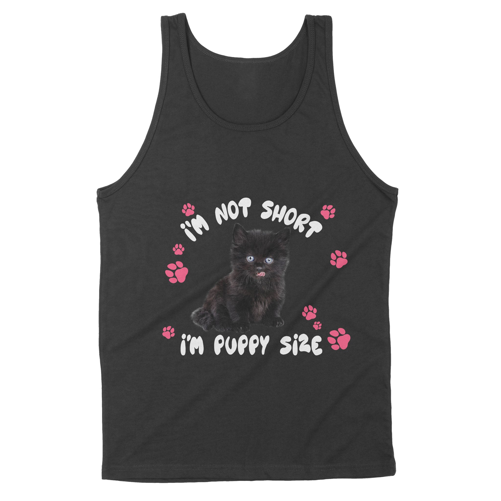 Puppy size black cat – Premium Tank, Gift for you, gift for her, gift for him, gift for dog lover, gift for cat lover, gift for black cat lover