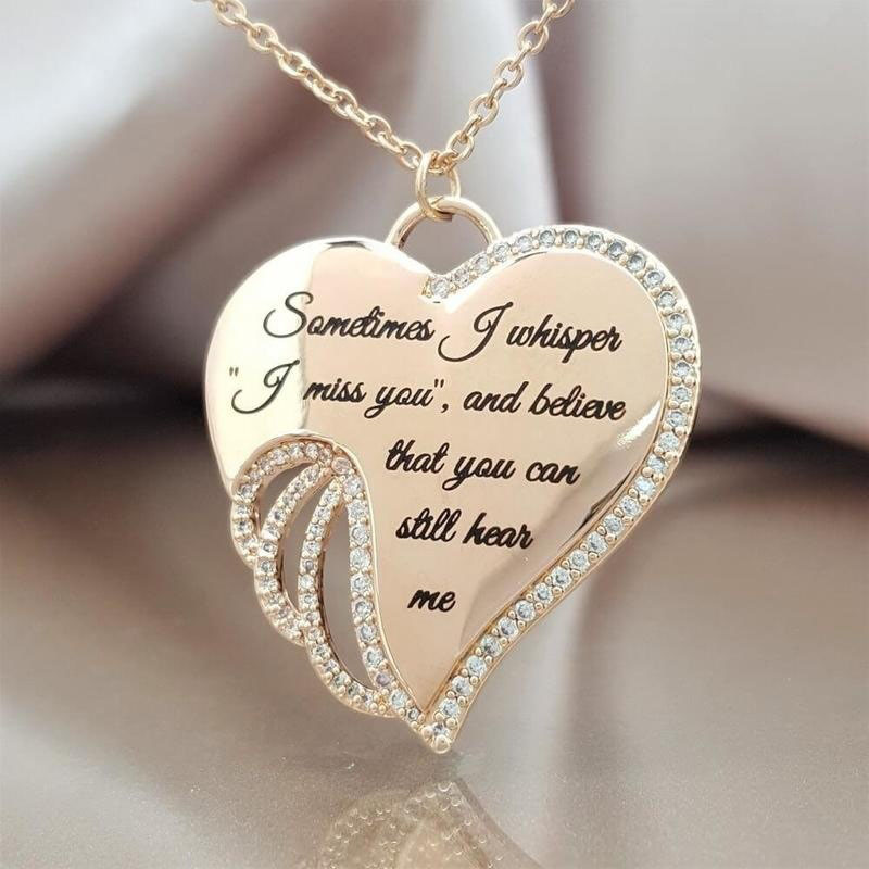 SUMENG Sometimes I Whisper I Miss You, And Believe That You Can Still Hear Me Elegant Sanctity Angel Wing Necklace Female Gifts alx