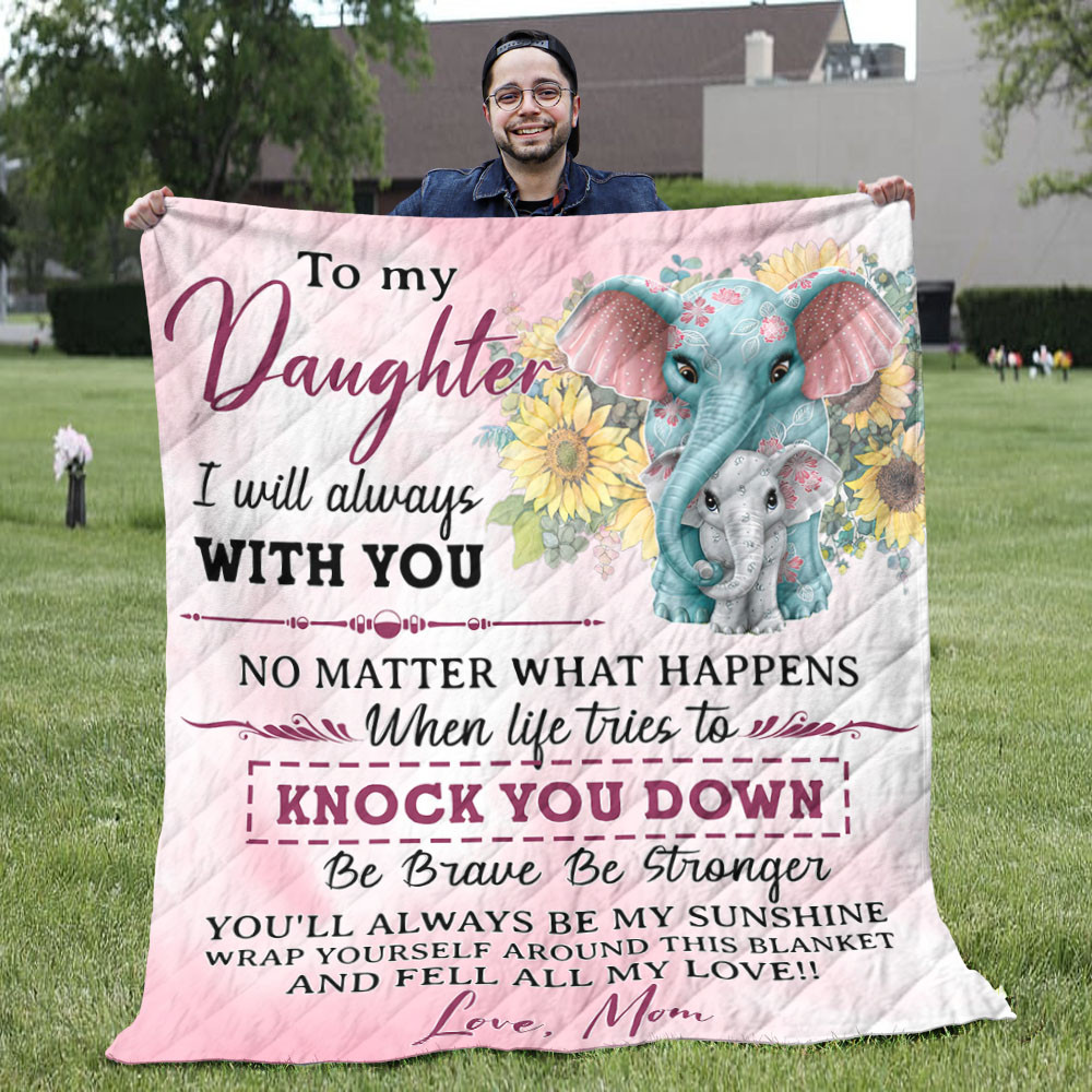 To My Daughter Elephants Blanket -Mom Hug Baby Daughter Elephant Quilt Blanket – Inspire Gift Ideas For My Daughter