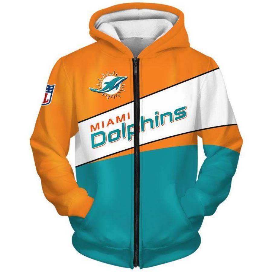 Miami Dolphins Zip Hoodie 3D Style1394 All Over Printed