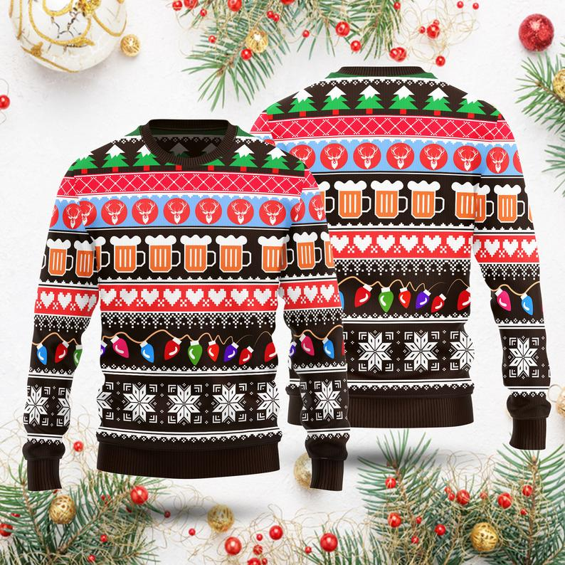 CFunny Christmas Beer Ugly Christmas Sweater | Unisex | Full Size | Adult | Colorful | US3042