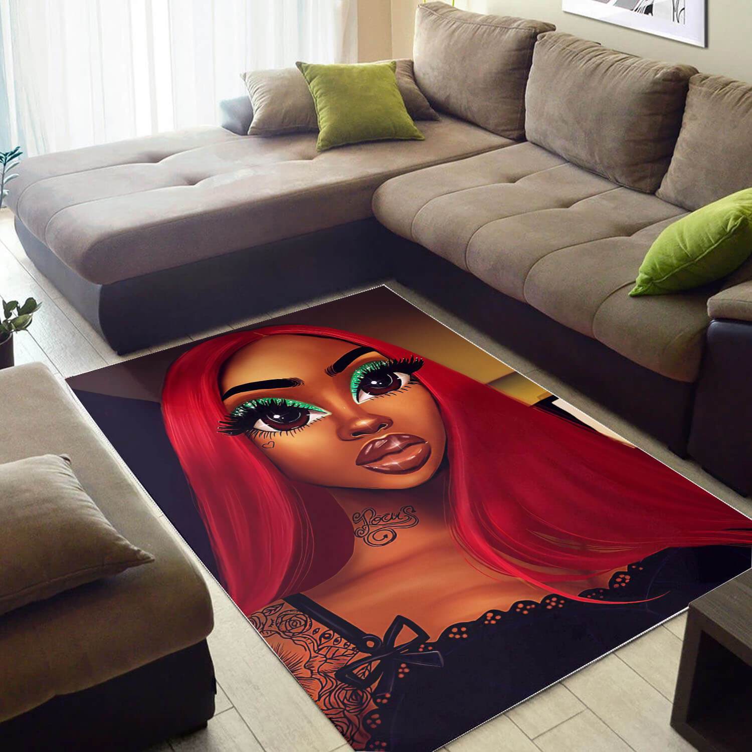 African American Rugs Beautiful Melanin Woman Carpet African Design Afrocentric Decor Ideas WBG00647