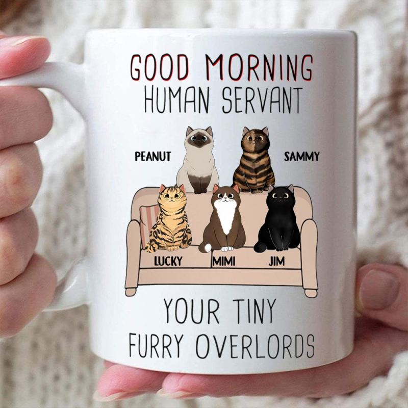 Personalized Gift For Cat Dad From Tiny Furry Overlords Mug