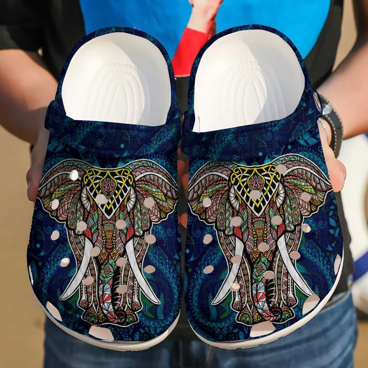 Elephant Mandala Sku 933 Crocs Crocband Clog Comfortable For Mens Womens Classic Clog Water Shoes