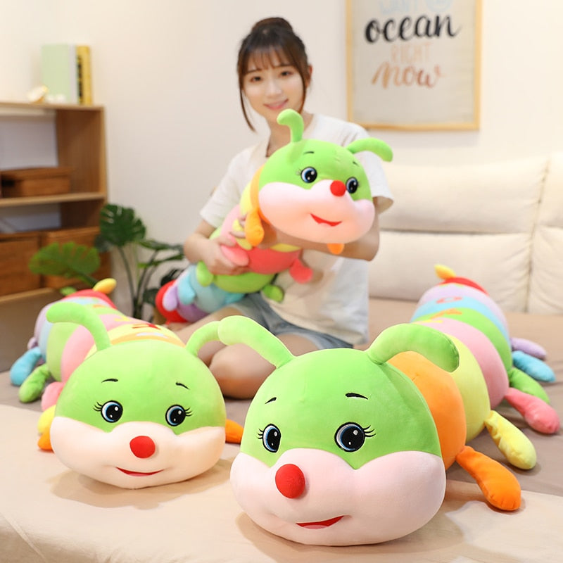 Colorful Rabbit Caterpillar Plush Stuffed Long Sleeping Pillow Doll Gift