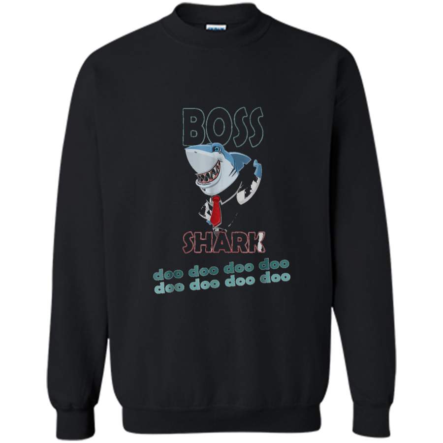 boss shark doo doo-Baby Mommy Daddy Matching Family  Printed Crewneck Pullover Sweatshirt