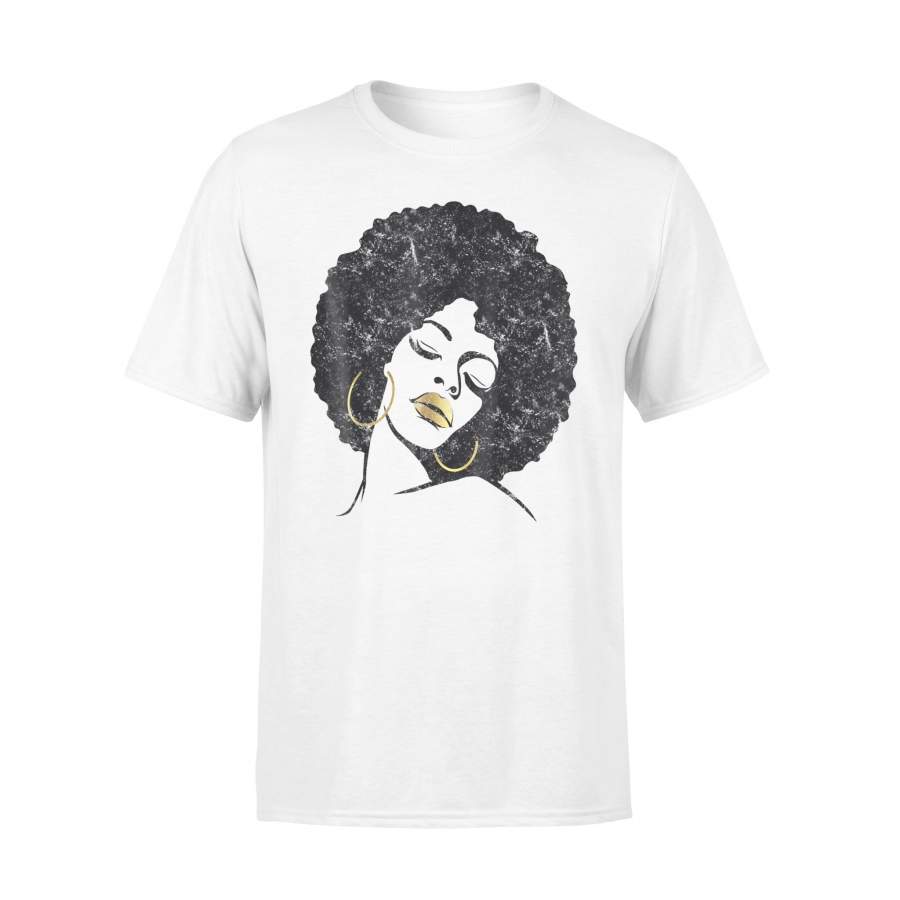 Black Girl Magic Afro Diva Queen Gold Lips Vintage T-Shirt