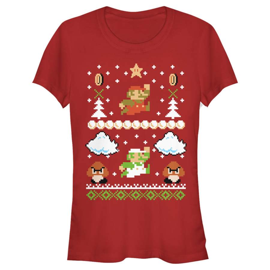 Nintendo Junior’s Ugly Christmas Super Mario  T Shirt