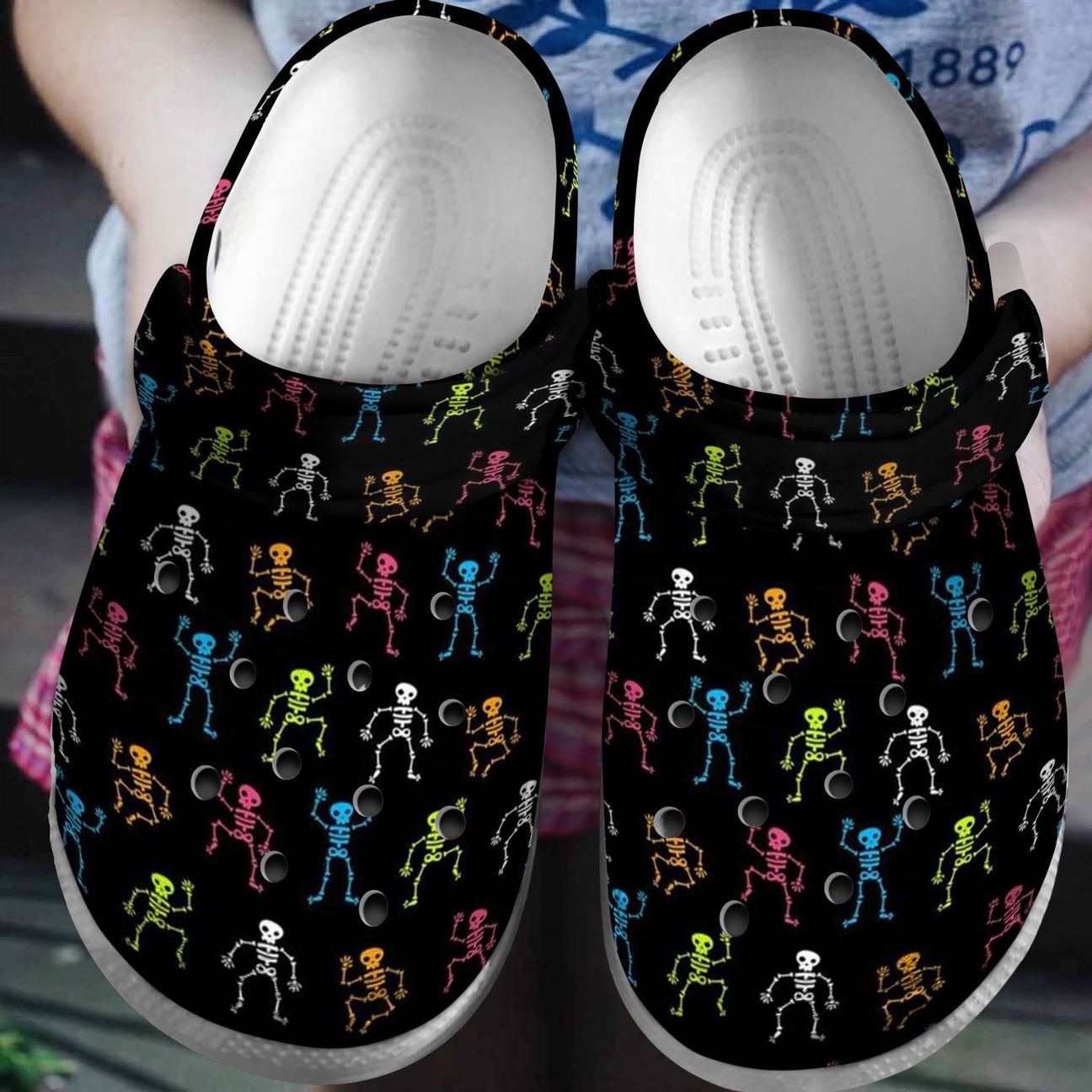 Skull Personalized Clog, Custom Name, Text, Color, Number Fashion Style For Women, Men, Kid, Print 3D Skeleton Dancing