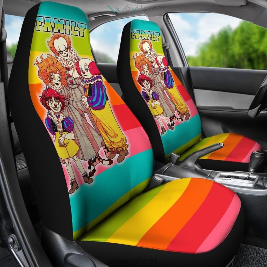 Horror Movie Car Seat Covers Pennywise Family Rainbow Seat Covers