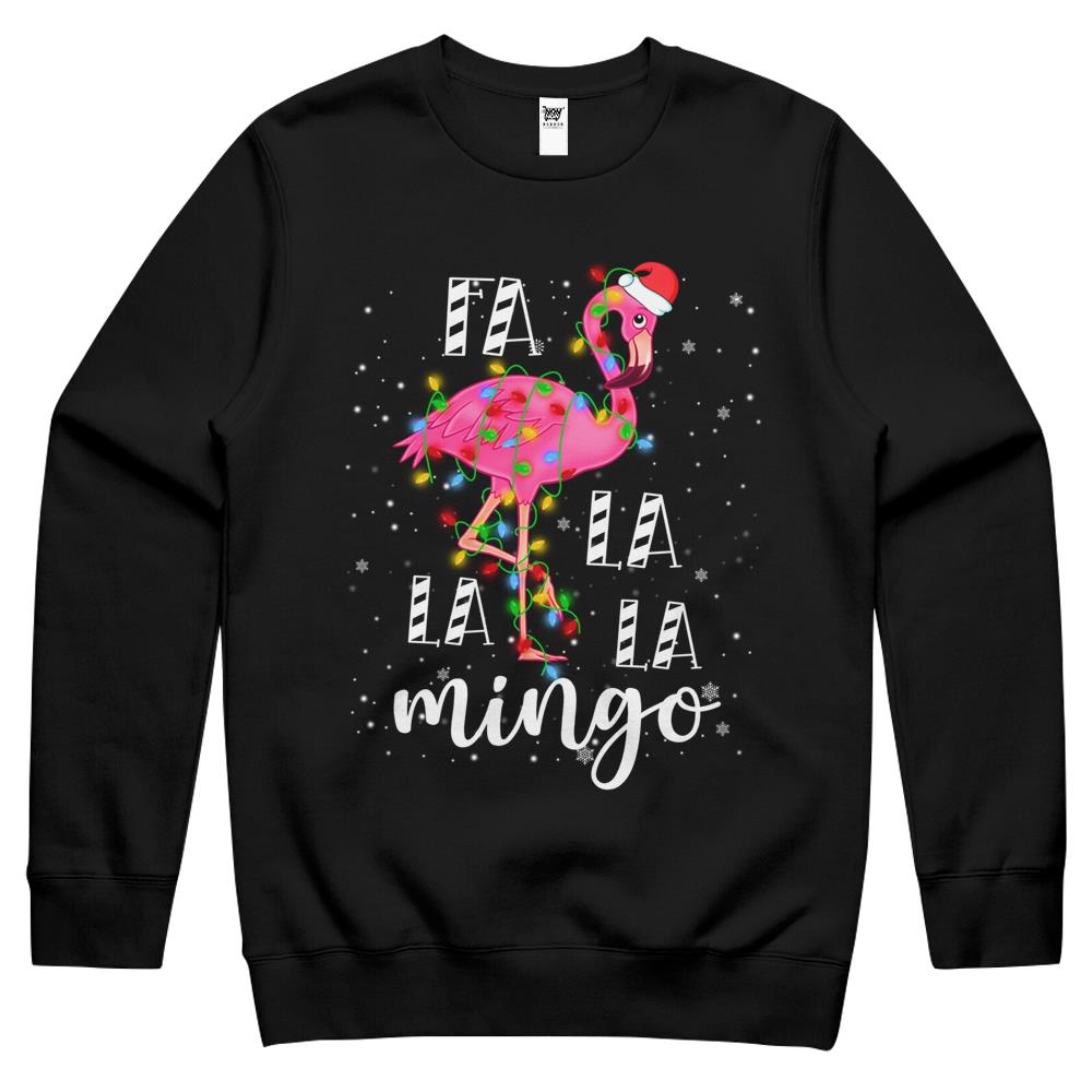 Fa La La La Mingo Flamingo For Funny Christmas Pajama Crewneck Sweatshirt