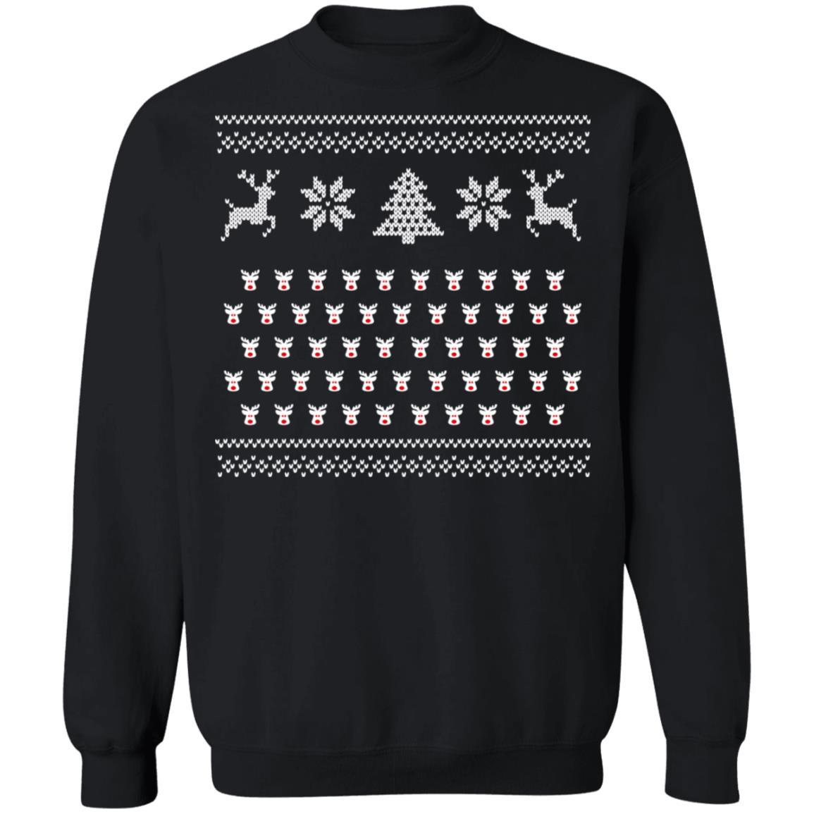 Ugly Christmass Rudolf Pattern Crewneck Pullover Sweatshirt