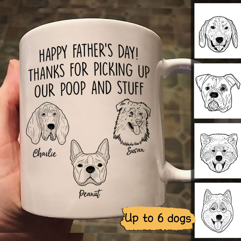 Simple Dog Head Outline Happy Father‘S Day Dog Dad Gift Personalized Mug