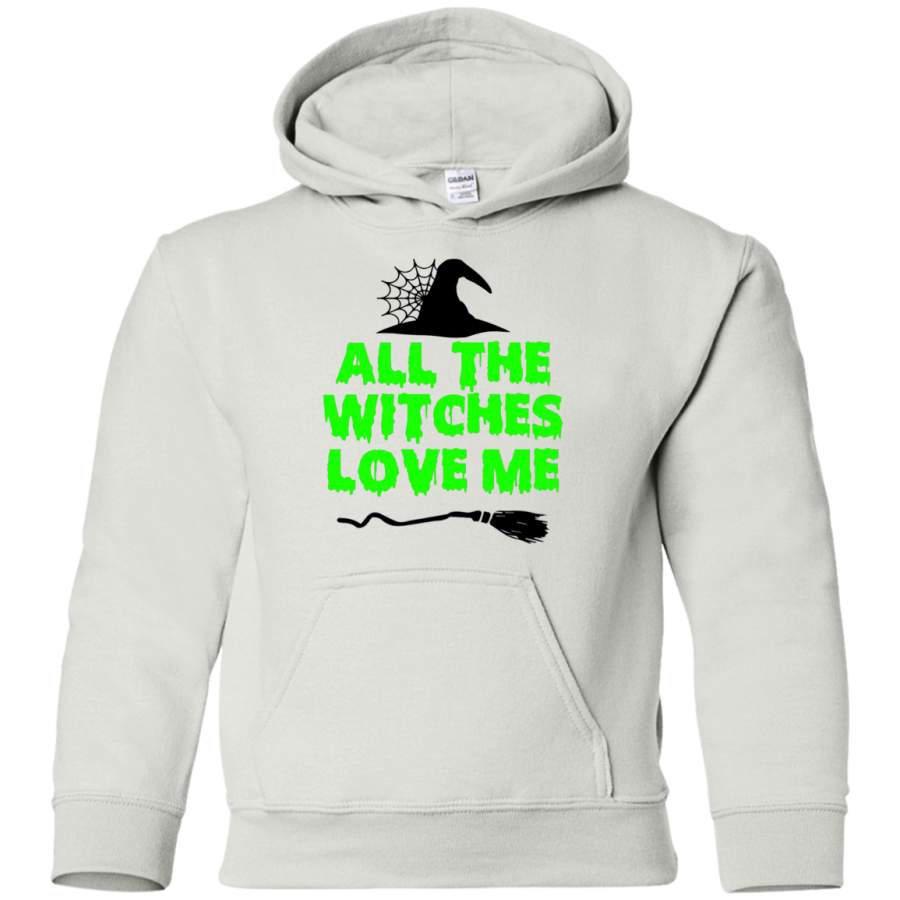 Witches Love Me. Halloween Youth Pullover Hoodie