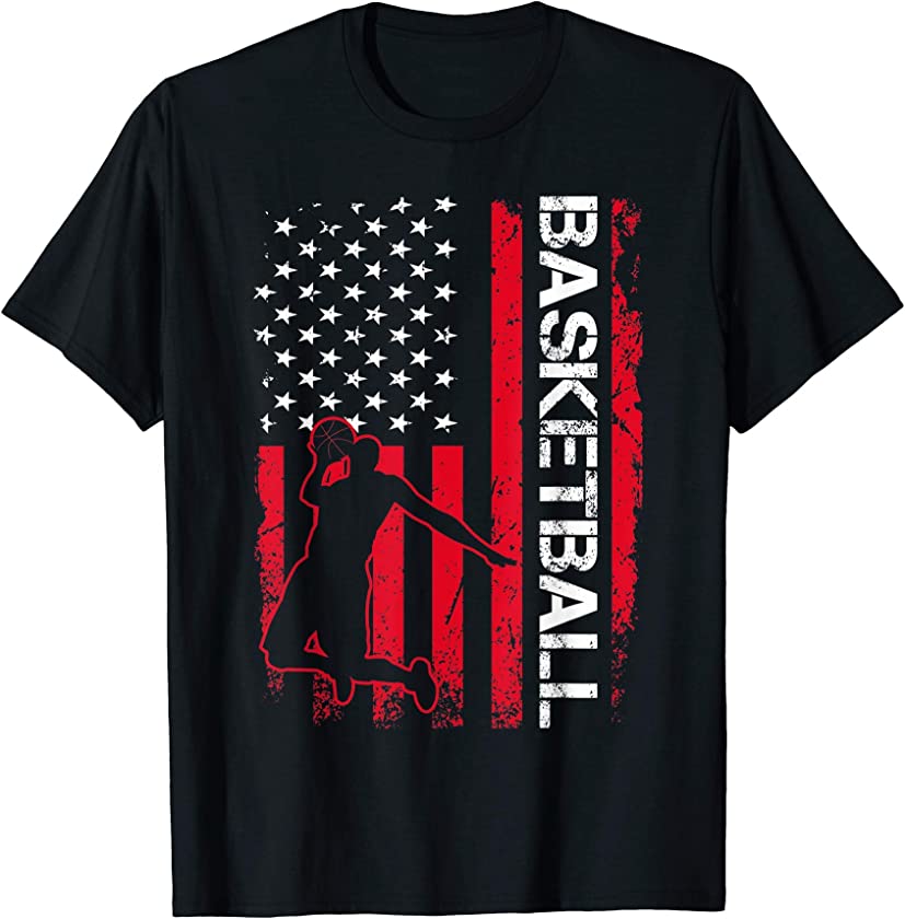 American Flag Vintage Basketball Flag Gift For Men Women T-Shirt