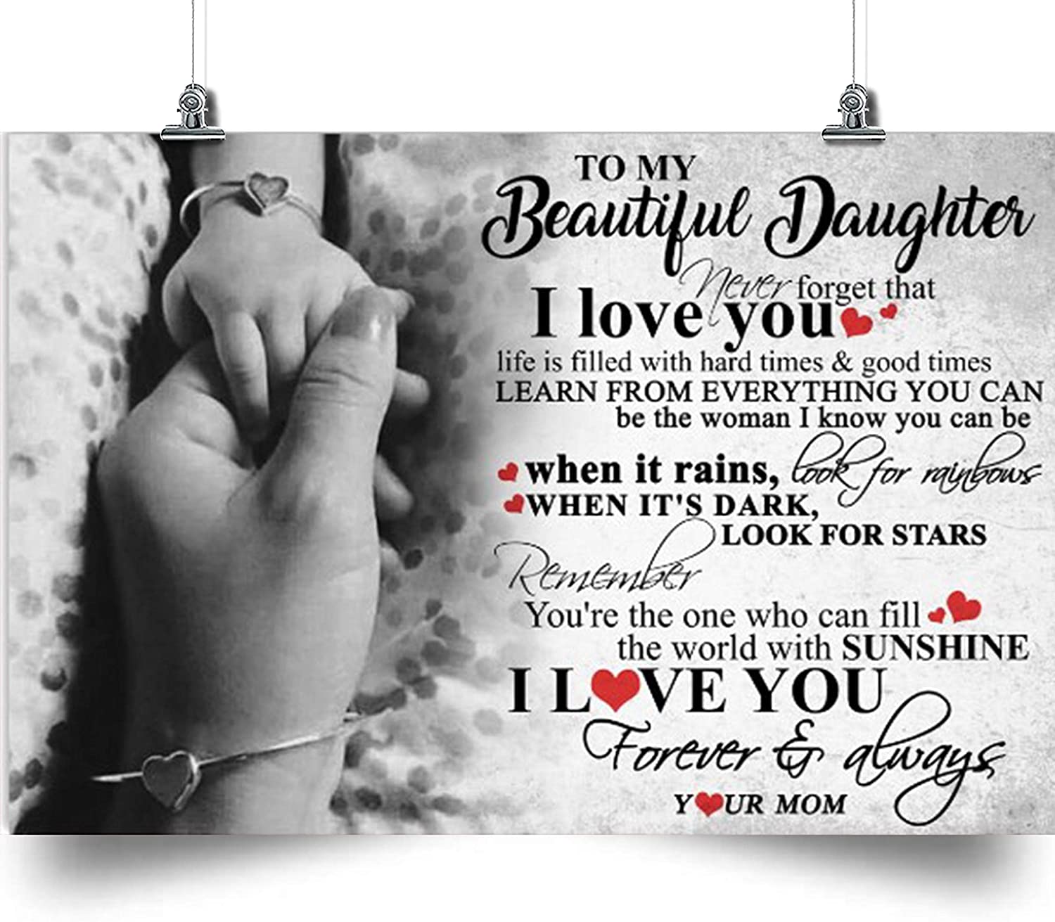 Family Poster – to My Daughter – I Love You -Holidays Daughter Gift, to My Daughter Poster, Daughter Gift from Mom, Daughter Gift Poster