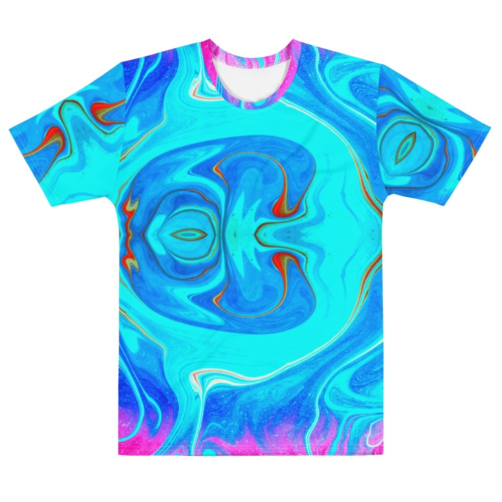 Abstract Funky Cool Art Colorful Aqua Blue T Shirt