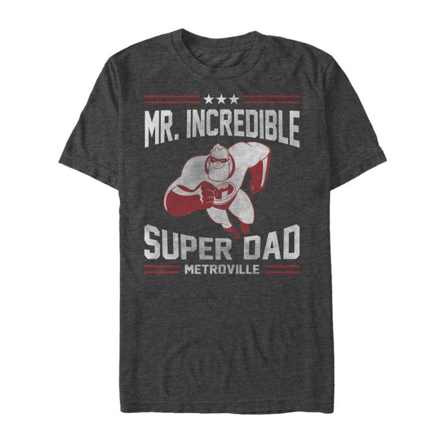 The Incredibles Men’s Super Dad  T Shirt Charcoal Heather