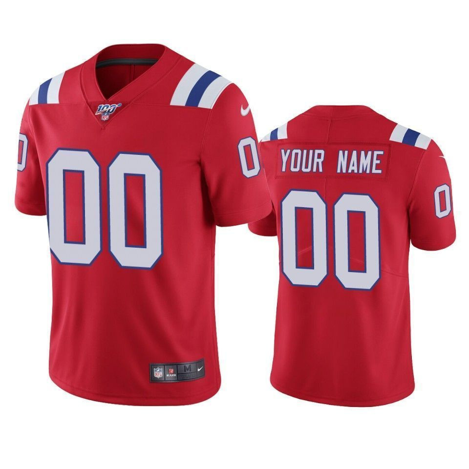 New England Patriots Custom Red 100Th Season Vapor Limited 3D Jersey