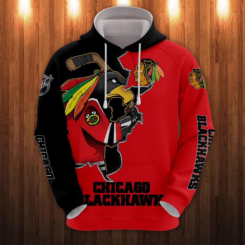 Chicago Blackhawks Hoodies 3D Cartoon Graphic Sweatshirt For Fan