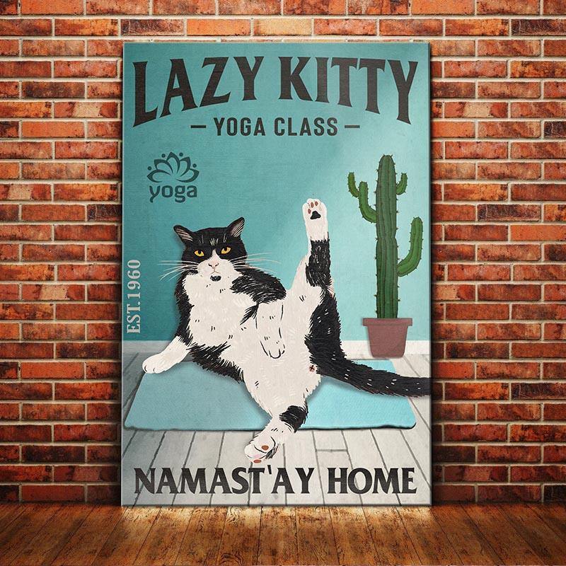 Lazy Kitty Yoga Class, Love Yoga Matte Canvas