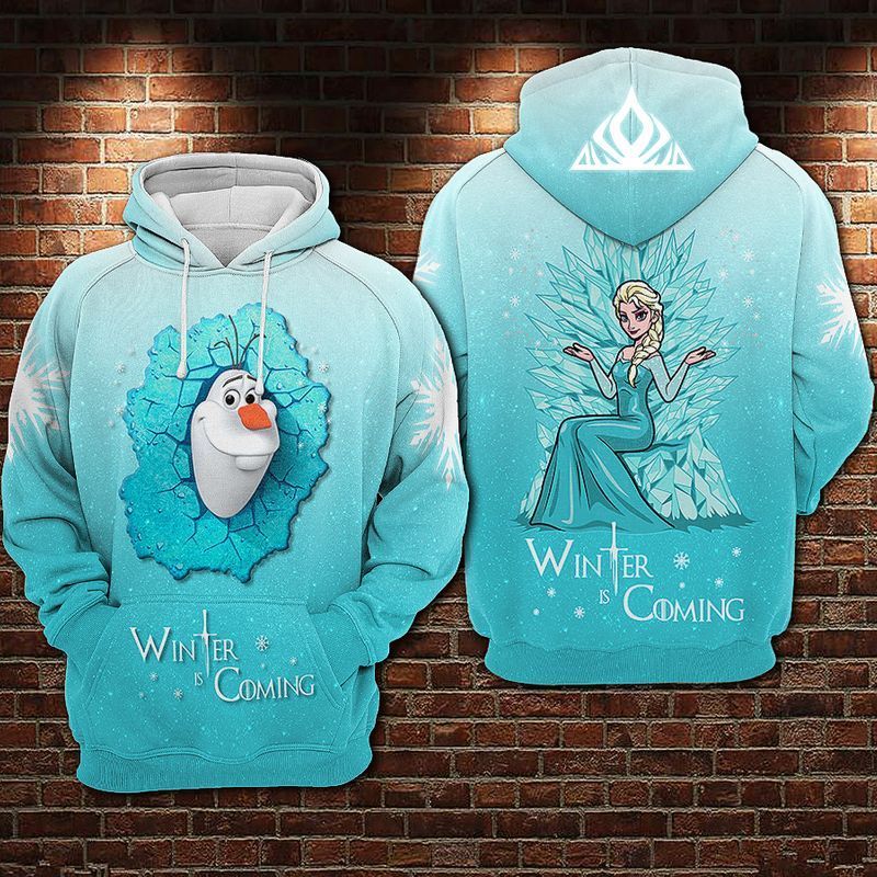 Unifinz Dn Frozen Hoodie Elsa Olaf Winter Is Coming Blue Hoodie 2022