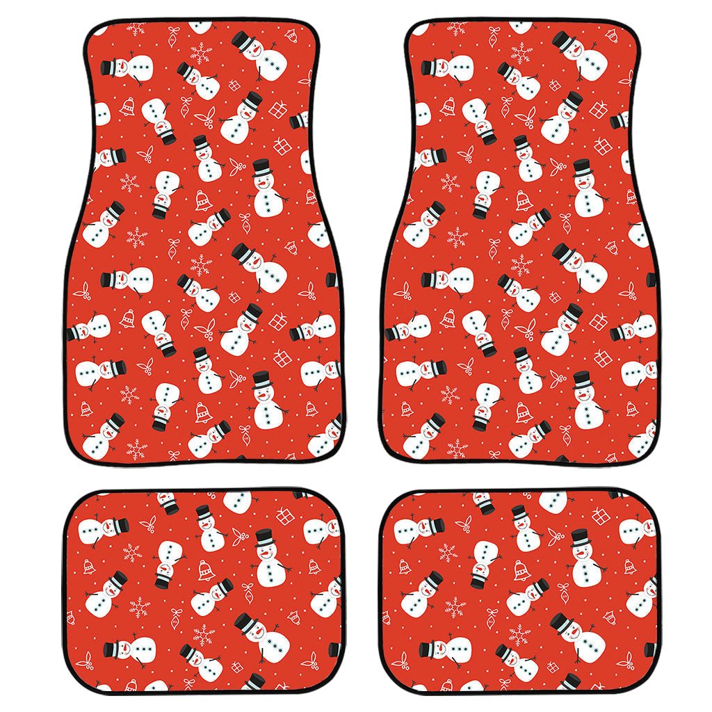 Christmas Snowman Pattern Print Front And Back Car Floor Mats, Front Car Mat