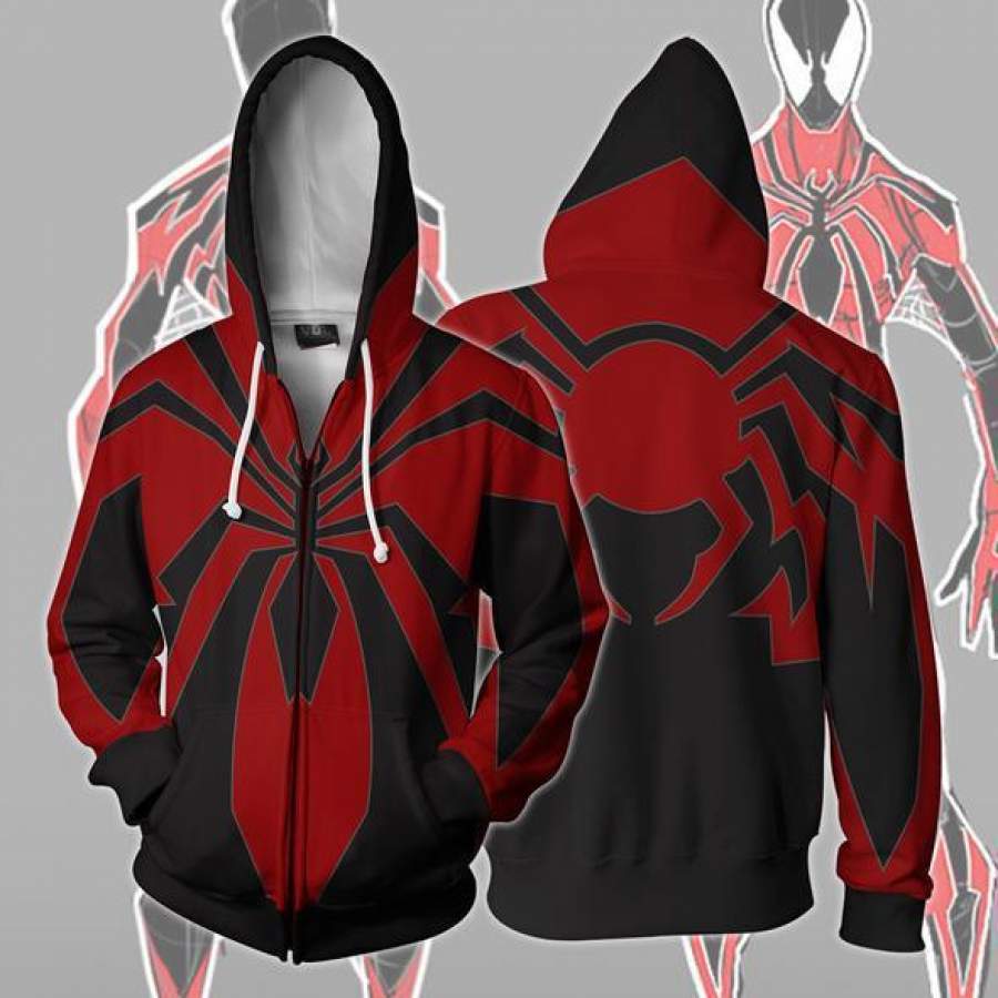 2019 Spider Man Zip Up Hoodie Pockets Hoodie Costume Sweatshirt