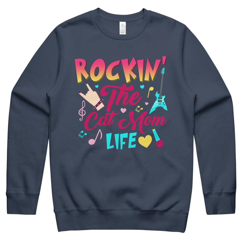 Rockin’ The Cat Mom Life Kitten Lovers Crewneck Sweatshirt