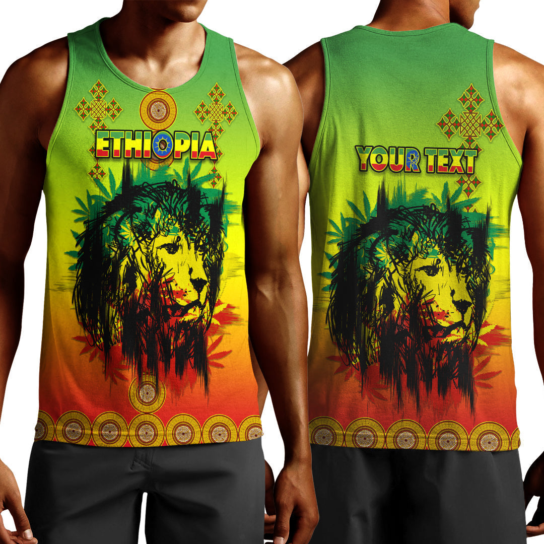 (Custom Personalised) Ethiopia Men Tank Top Cross Mix Lion Colorful Style Lt14