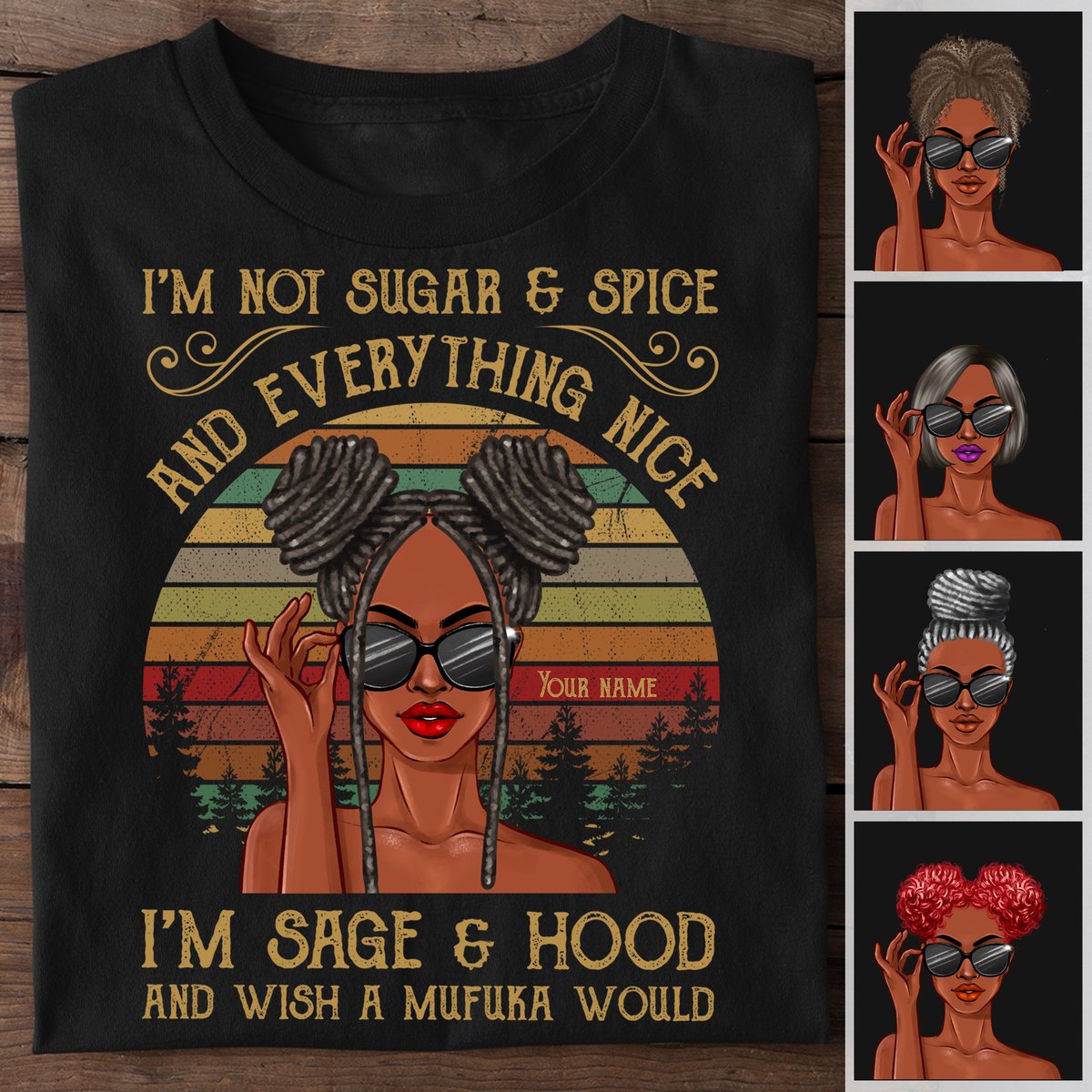 Customized Shirt I’M Not Sugar & Spice And Everything Nice Custom Halloween Cool Girl T-Shirt Graphic Tee Custom Name Shirt Black Queen Gift For Bestie Cotton Plus Size