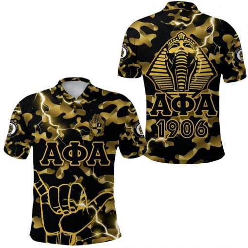 Alpha Phi Alpha Est 1906 Sphinx Torch Camouflage Background Polo Shirt