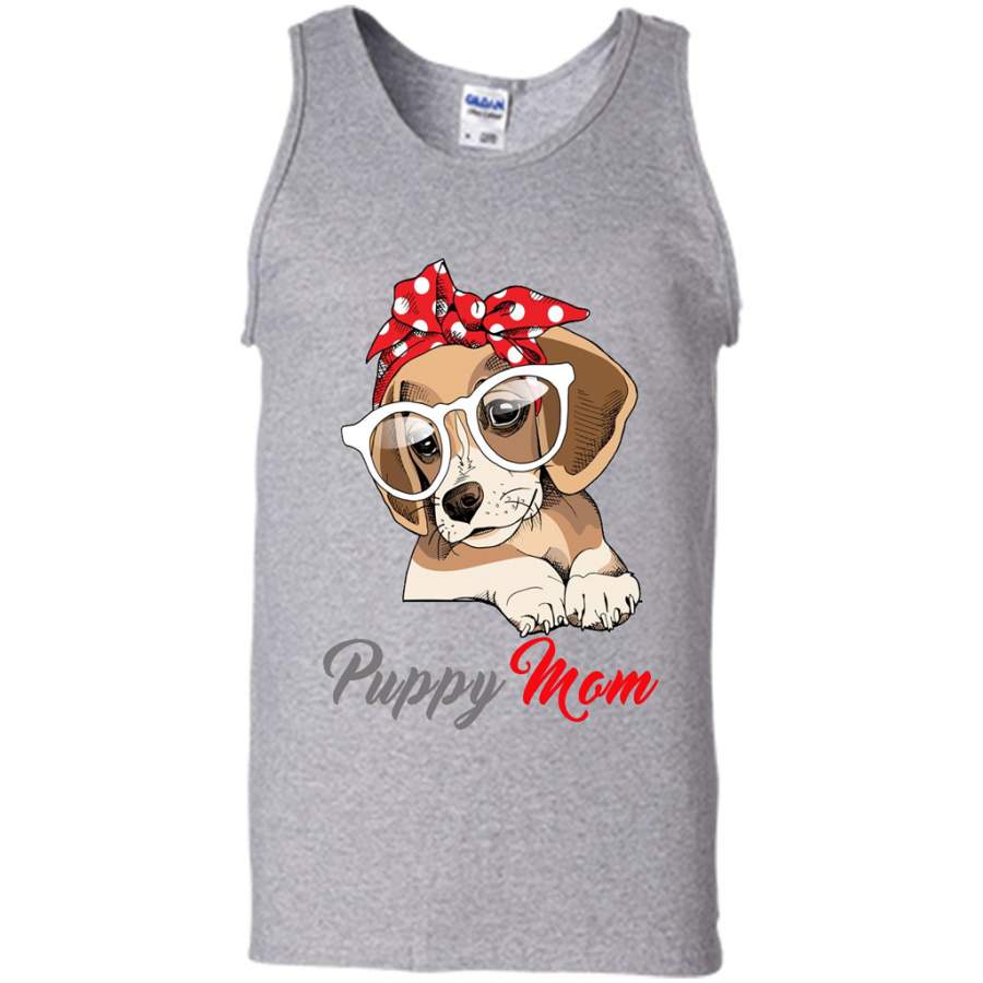 Mom Love Red Bandana Headband Puppy Beagle – Canvas Unisex Tank