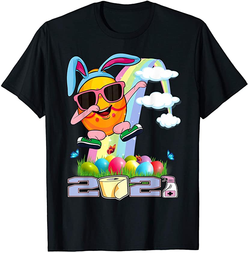 Boys Dabbing Easter Egg Bunny Rainbow Pastel Girls Kid T-Shirt